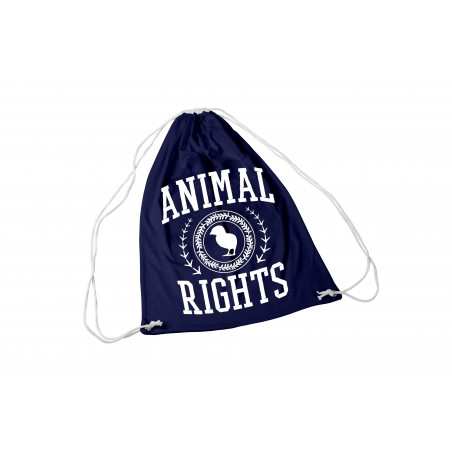 Granatowy pleck worek z nadrukiem Animal Rights University
