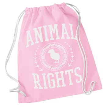 Różowy plecak worek z napisem Animal Rights