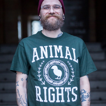 Animal Rights University - Koszulka Męska - Ciemnozielona