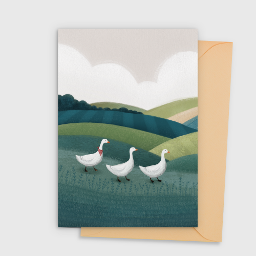 Greetings Card "Geese In A Row"