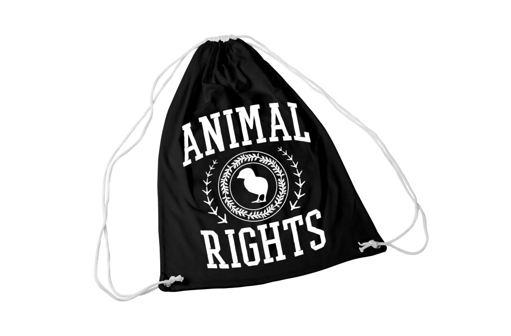 Czarny worek z nadrukiem Animal Rights University